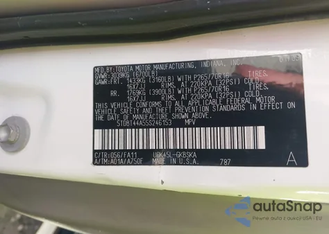 2005 Toyota Sequoia Sr5 V8 from USA, damaged, VIN 5TDBT44A55S246153